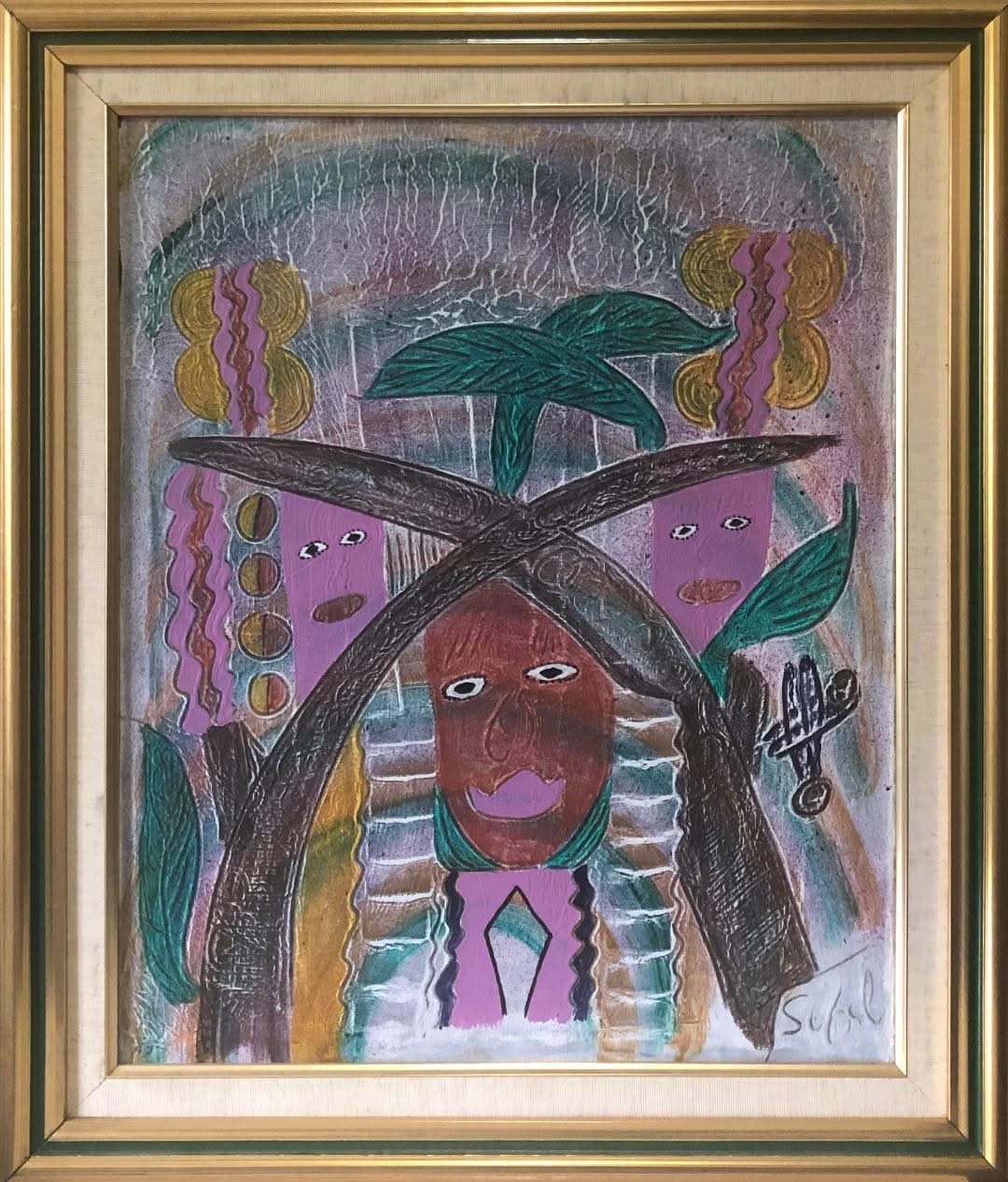 Edner Sufal 24"x20" Spirits/ Cross Acrylic on Canvas Painting #1FC