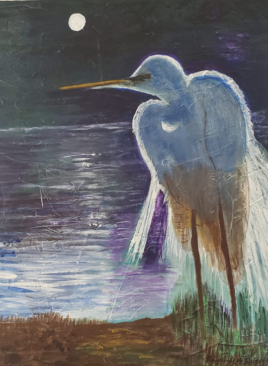 Raymonde Talleyrand 20"x16" Pose & Grace Under Moonlight Acrylic on Canvas #25TR