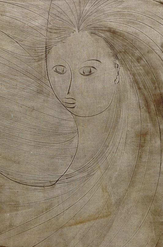 Sacha Thebaud- Tebo (1934-2004) 20"x13" The Girl Wax and Pigments on Canvas#9705GN-HA