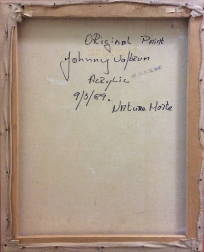 Johnny Valbrun (II) (Dcd 2005) 20"x16" Vase of Flowers  1989 Acrylic on Canvas #10-3-96MFN