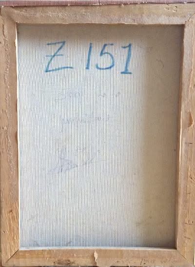 Fravrange Valcin II (1947-2010) 16"x12" Abstract Voodoo Scene 1983 Acrylic on Canvas Painting#1FC-NY