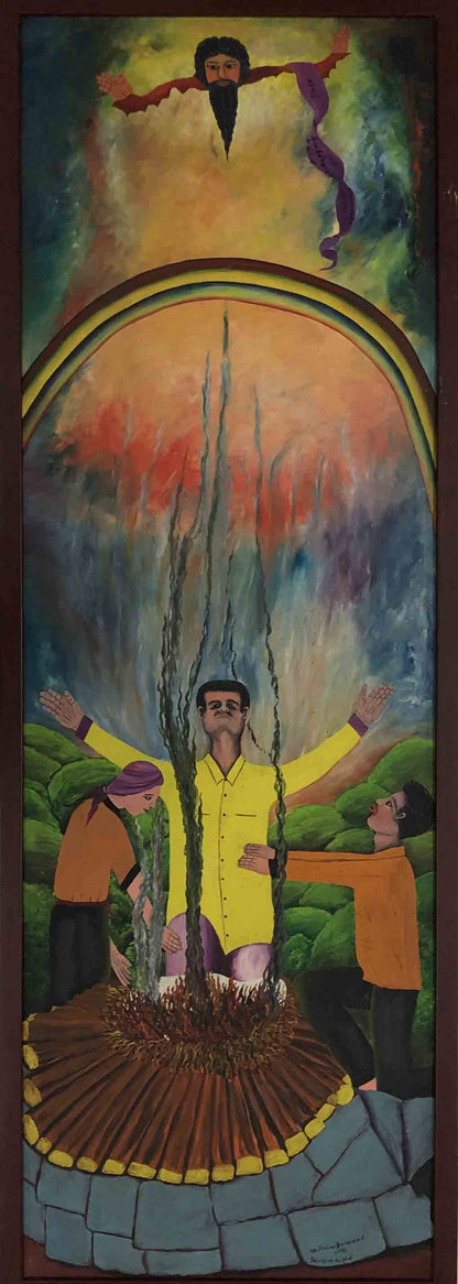 Wilmino Domond 48"x16" Imploration Oil on Masonite #5-3-96GN-HA