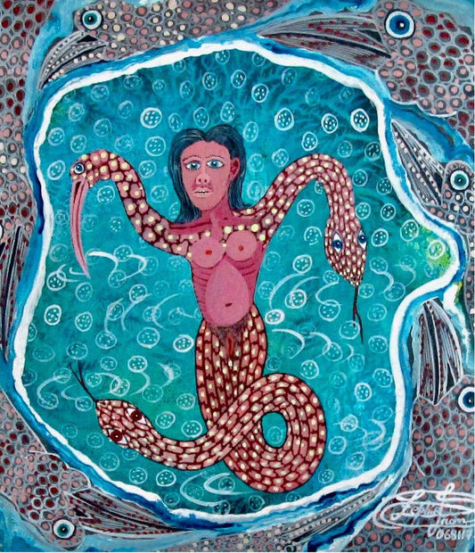 Frantz Zephirin 10"x8" Snakes and Eagles Oil on Board #J28-HA