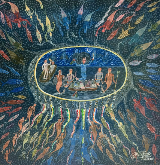 Frantz Zephirin 16"x16" Voodoo Scene Oil on Masonite #1403GN-HA