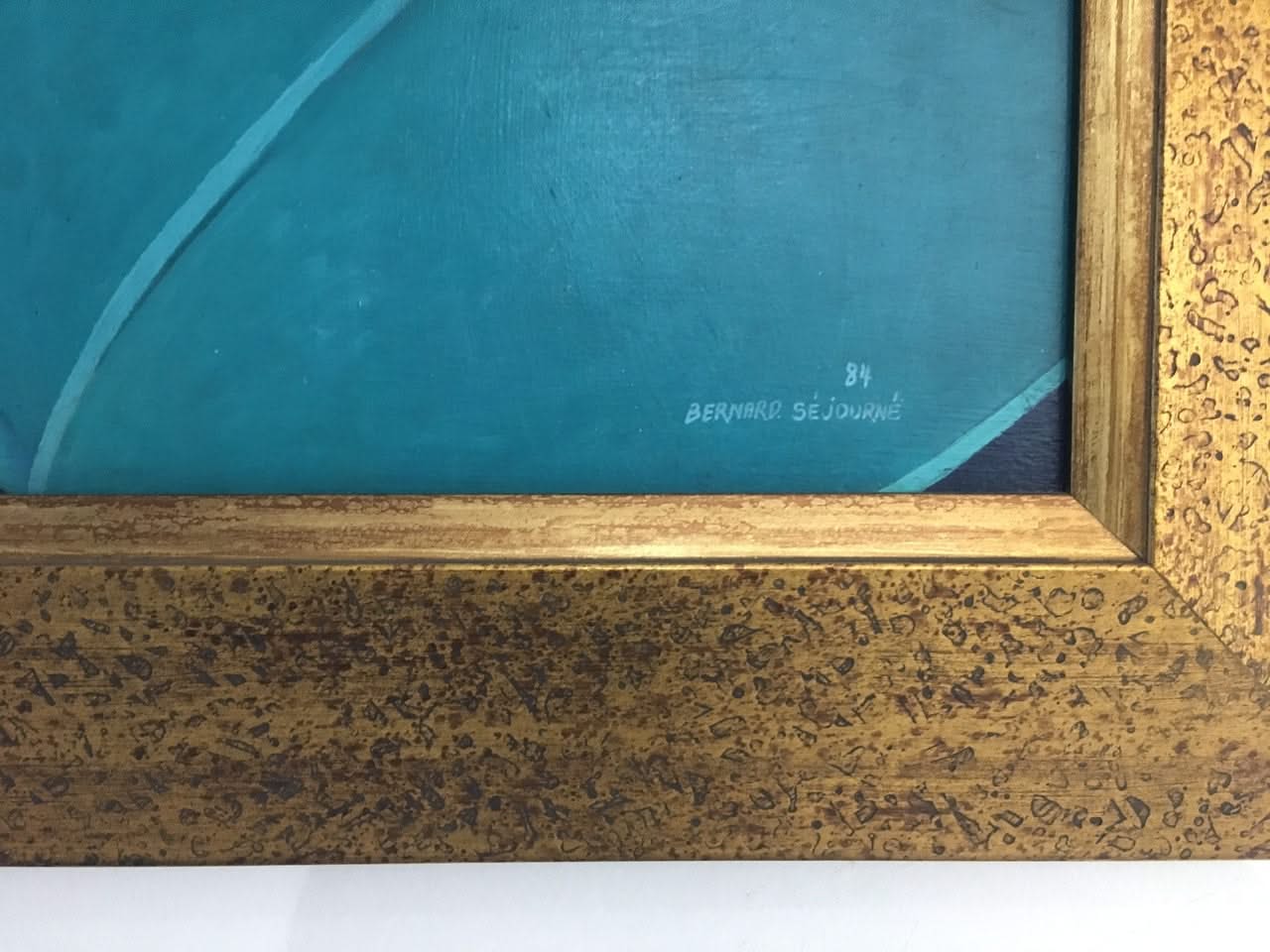 Bernard Sejourne (1947-1994) 48"x60" Green By Cormier Beach 1984 Acrylic on Masonite Painting #2409GN-HA-Published In "Peintres Haitiens", pp261