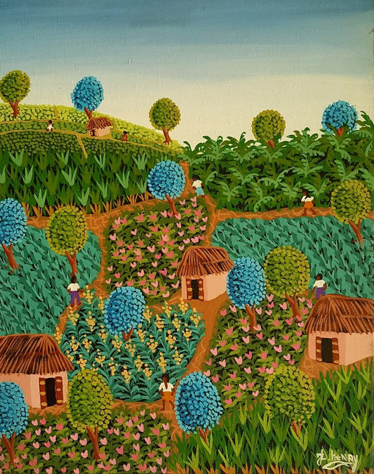 Jacques-Lionel Henry 20"x16" Rural Scene c1980 Oil on Canvas #4JN-NY