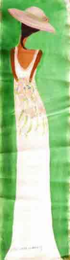 Jeanne Elie Rigaud Joseph 40"x11" Young Girl With Pink Hat 2006 Acrylic on Canvas #3MFN