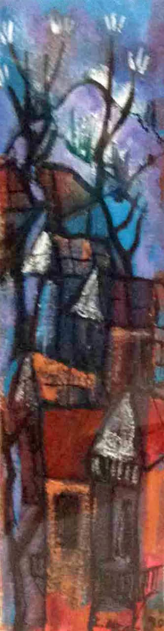 Luckner Lazard (1928-1998) 13" x5.5" 1991 Houses Watercolor on Paper #2MFN