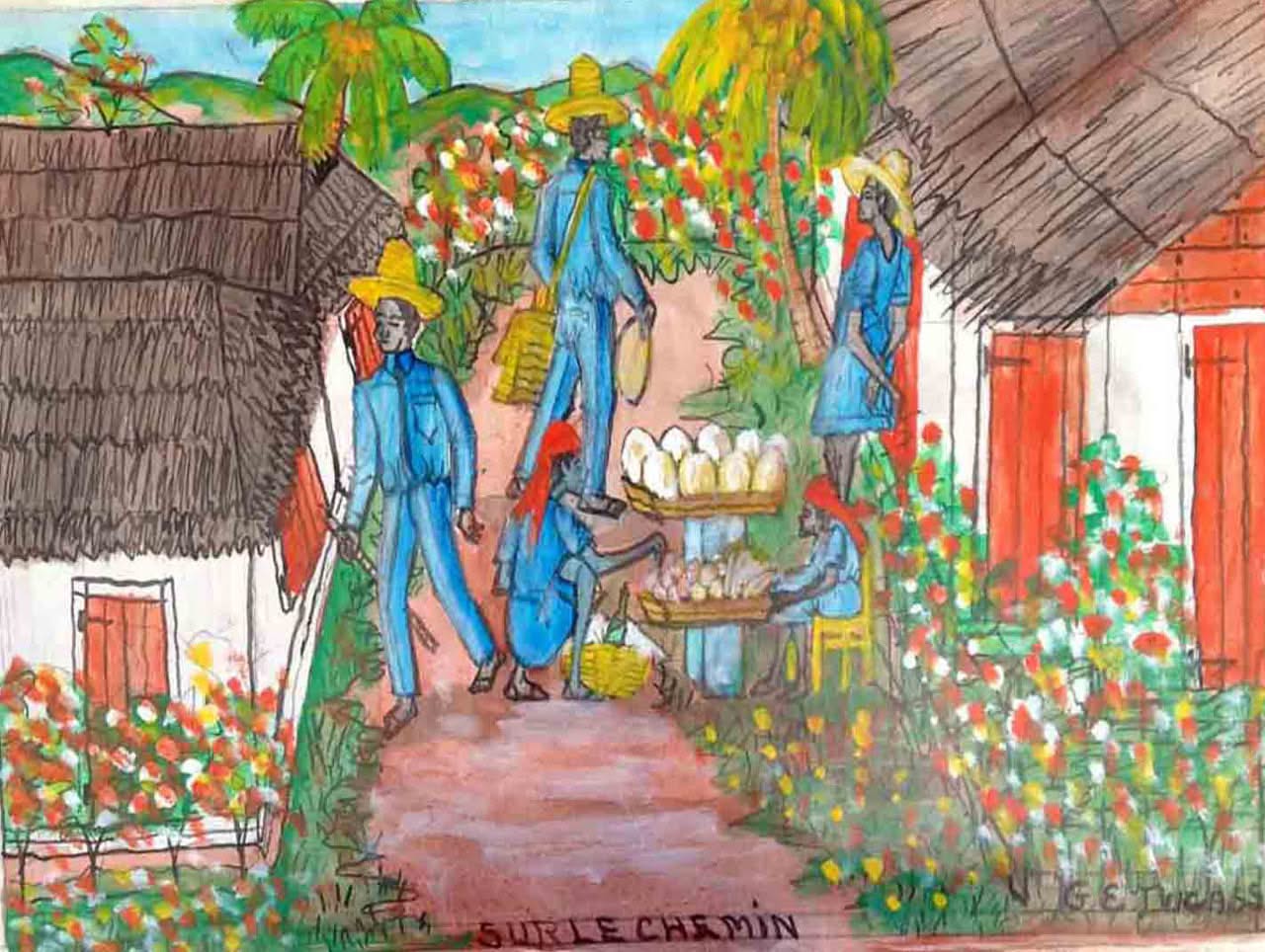 Gervais Emmanuel Ducasse (1903-1988) 16"x24" 1977 "Sur Le Chemin" Oil on Board #11MFN