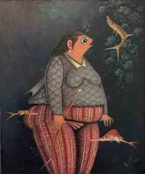 Andre Blaise 10"x8" The Lady Fish Singer  2017 Oil on Board #1MFN