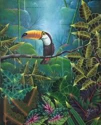 Jacques Geslin 10"x8"  Parrot Oil on Canvas #1600GN-HA