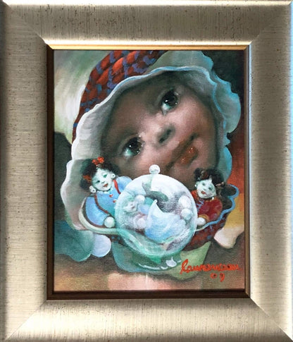 Lyonel Laurenceau (Haitian, b. 1942) "Enfant d'Haiti" 2009 Acrylic Canvas Painting 10"h x 8"w #2GSN-NY