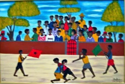 Charles Anatole (1922-1979) 24"x36" "Fight" 1972 Oil on Board #10-2-95MIA