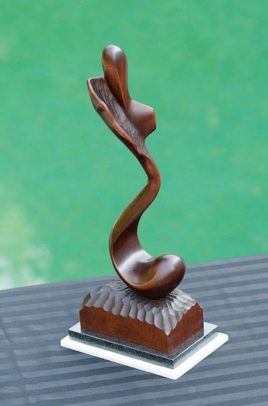 Randolph San Millan "Simplicity" 20"h x 9"w x 6"d  Wood Sculpture on Granite #CRSM6