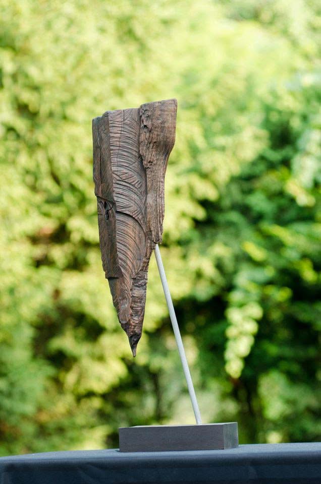 Randolph San Millan "Shaman" 23"h x 7"w x 6"d   Wood Sculpture on Granite  #CRSM4