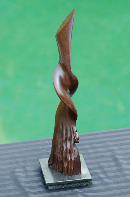Randolph San Millan "Sensuous" 21"h x 7.5"w x 5.75"d  Wood Sculpture on Granite #CRSM8