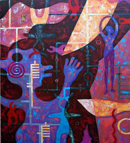 Fred Thomas 60"x48" Facing The Moon II 2011 Mixed Media on Canvas #4CFT