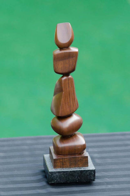 Randolph San Millan "Ta-Ti-Tu/ Gravity" 14.5"h x 4.5"w x 4.5"d Wood Sculpture on Granite #CRSM13