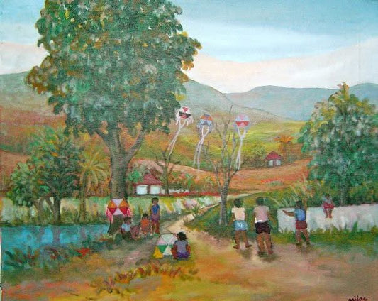 Harry Jacques (Arijac)  20"x24" Kap Pase 1990 Acrylic on Canvas #1M-MFN