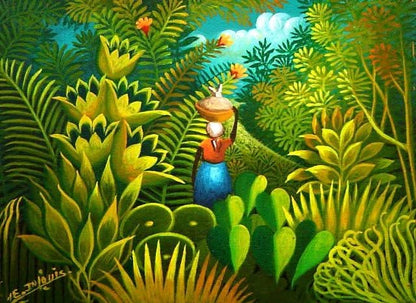 Eric Jn-Louis 6"x8" The Woman Seller Oil on Board #1-2-95MFN Collector's Item