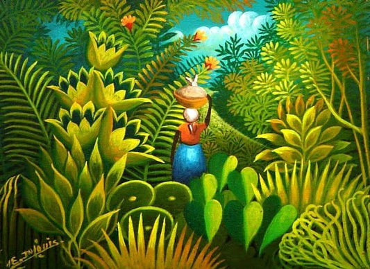 Eric Jn-Louis 6"x8" The Woman Seller Oil on Board #1-2-95MFN Collector's Item